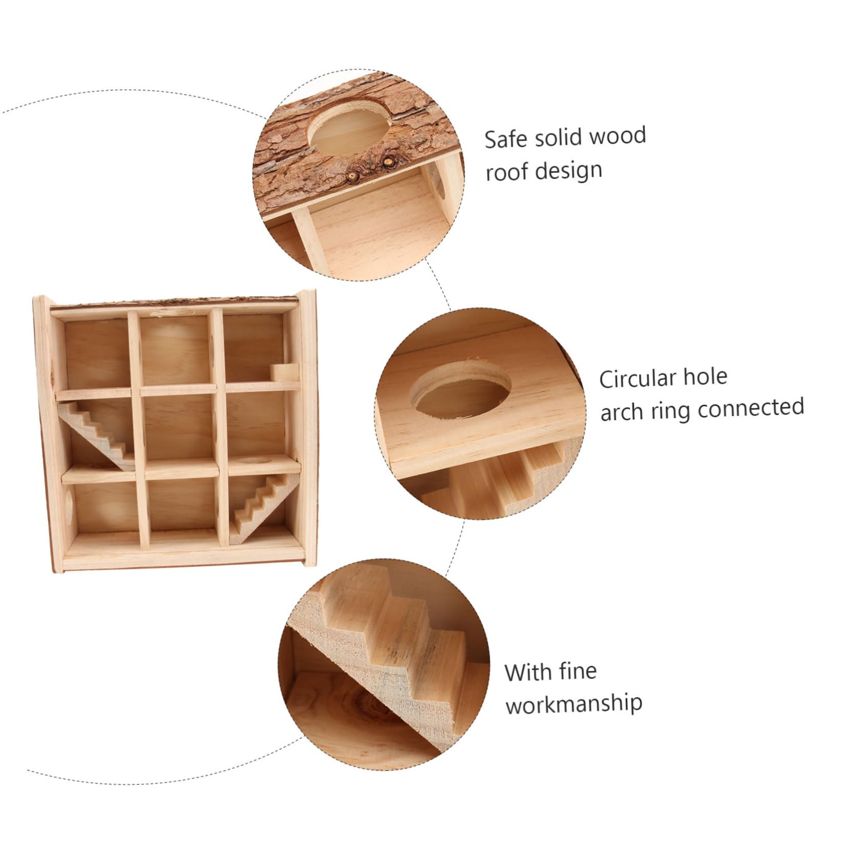 FOMIYES Laberinto de Madera para Hámster, Juguete de Entrenamiento | Diseño de Mini Espacio, Resistencia al Desgarro y Mordida, Agujero Circular y Arco Anular