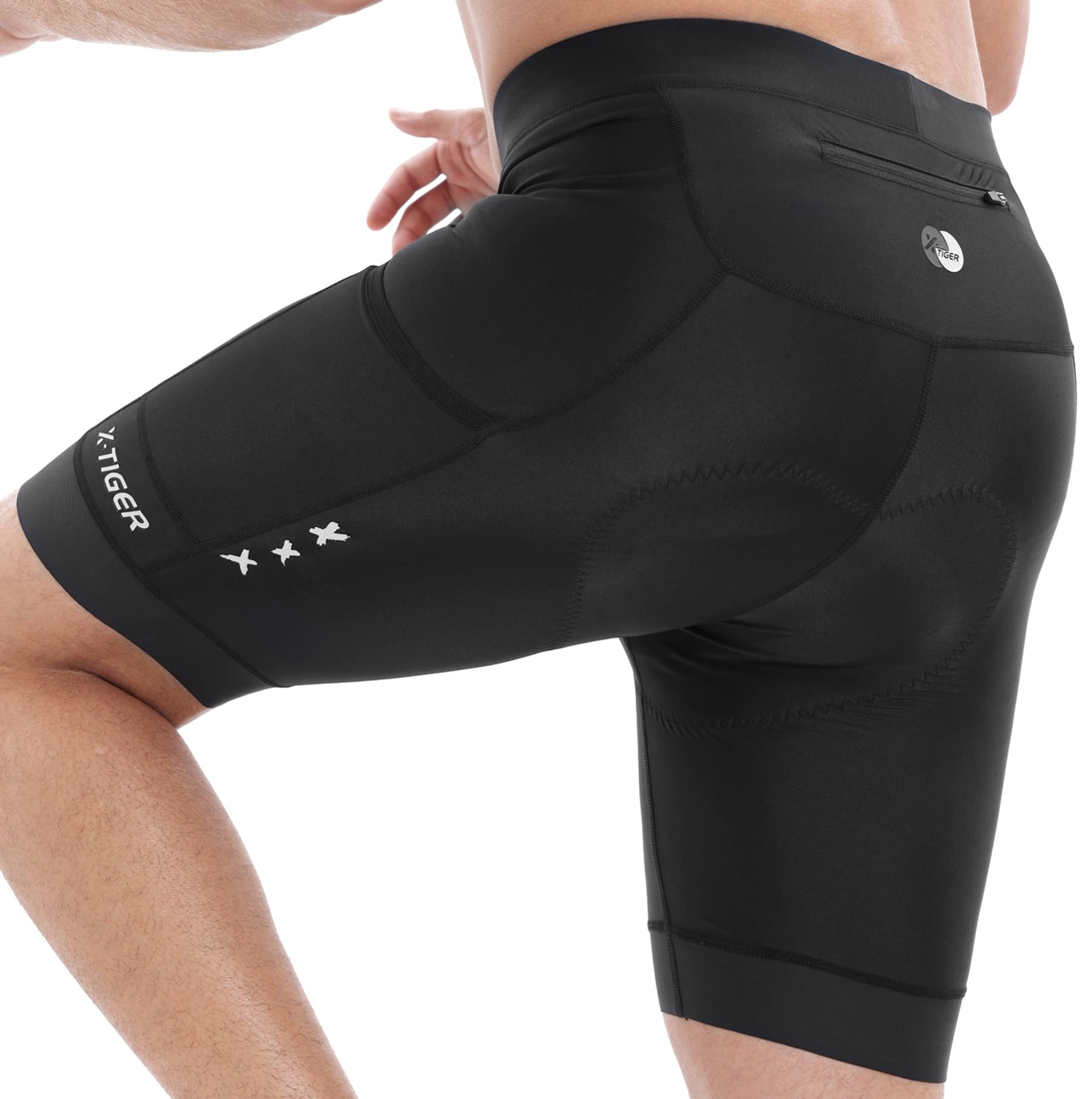 X-TIGER Culotte Ciclismo Hombre Acolchado Pantalon Cortos MTB Bicicleta Pantalones Secado Rápido Transpirable con 3 Bolsillos