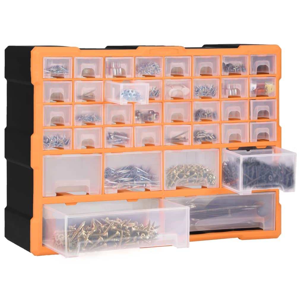 Genérico Organizador multicajones con 38 cajones 52x16x37,5 cm,Bricolaje,Accesorios de Bricolaje,Organización y Almacenamiento de Herramientas,Cajas de Herramientas,Naranja,147577