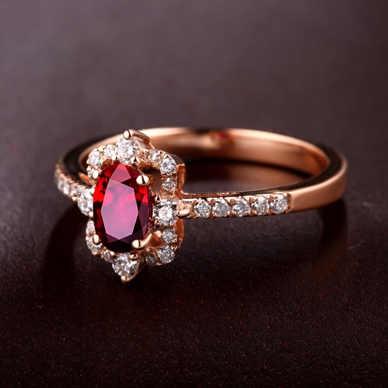 Ring Jewelry Ruby, Vintage Rings Retro 18K Rose Gold VVS1 Ruby Square Oval Ruby Wedding Ring Rings Jewelry Valentines Day Gift