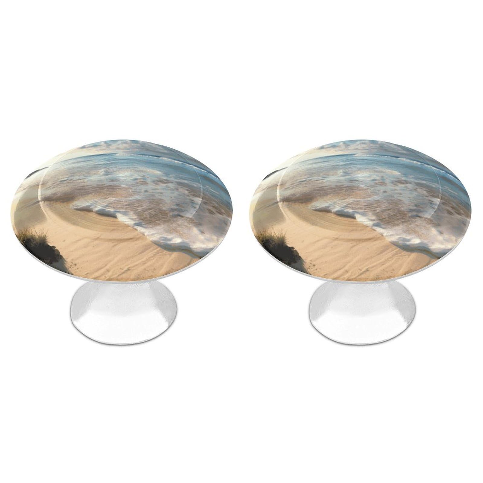 FekiLoot Serene Coastal Cabinet Knobs 2 Pack Stainless Steel Round Dresser Drawer Knobs Kitchen Drawer Hardware Dresser Knob Closet Door Pulls Cabinet Handles for Cupboard Drawer Pulls