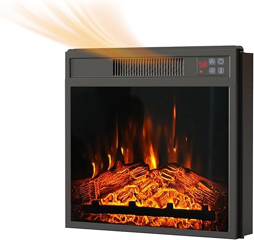 Inserto de chimenea eléctrica de 23 pulgadas, calentador de chimenea empotrado con bajo ruido, control remoto con temporizador, pantalla táctil,