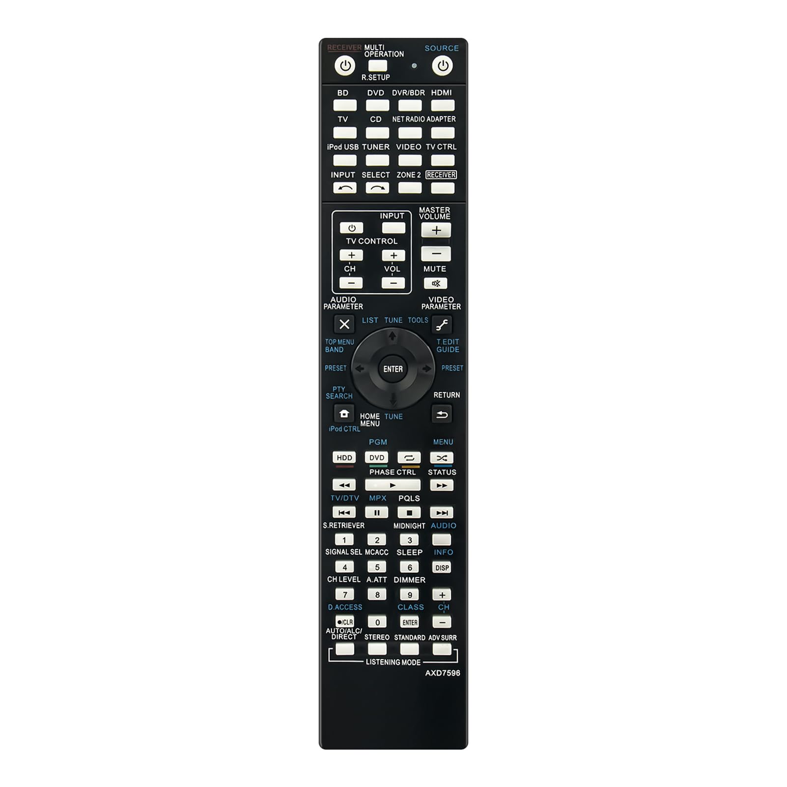 AXD7596 sub AXD7595 AXD7615 Replacement Remote Control Compatible with Pioneer receiver VSX-1020-K VSX-1023-K VSX-1025-K VSX-1128-K VSX-2020-K VSX-31 VSX-522