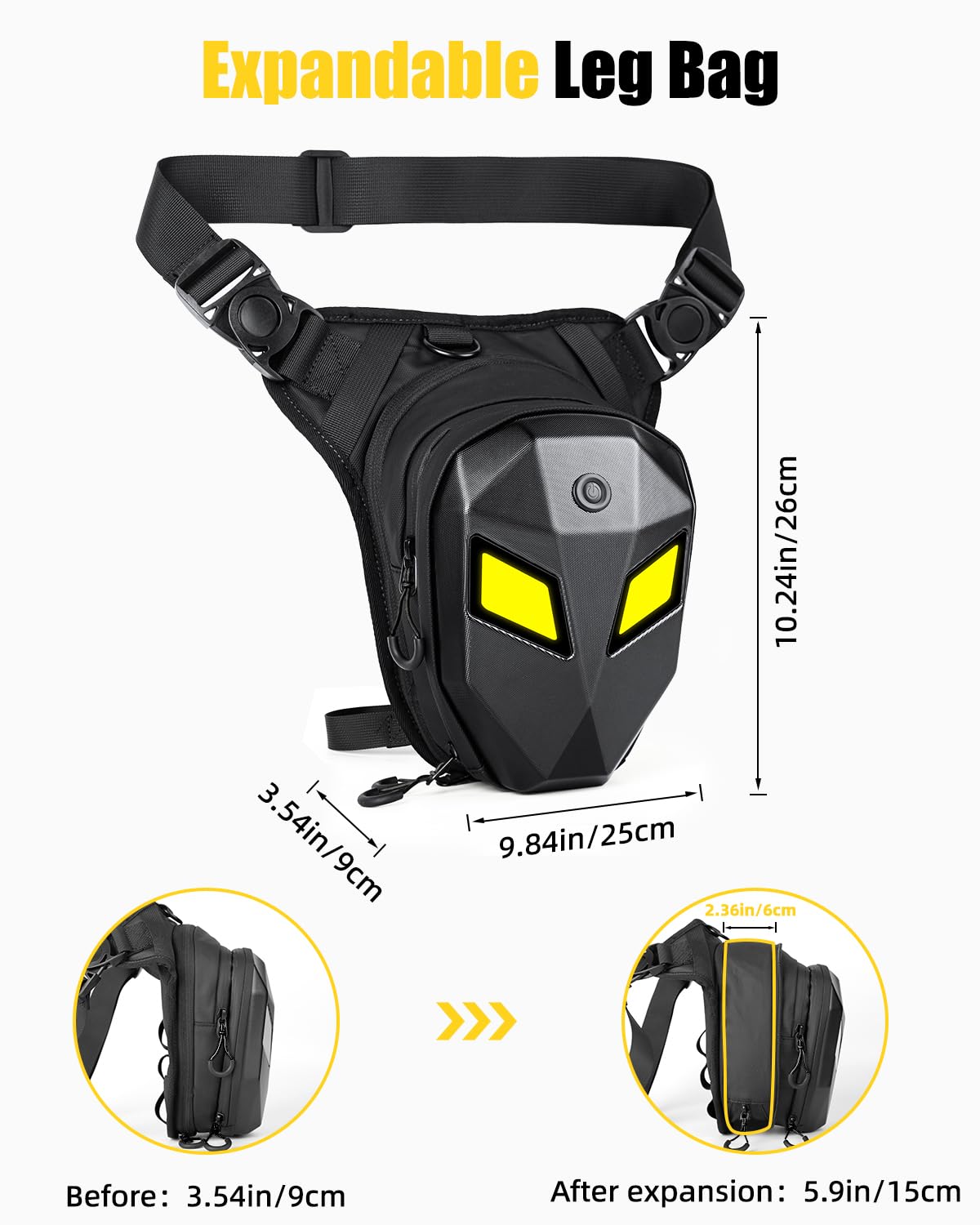 Borsa da coscia, borsa da gamba per moto impermeabile, borsa da gamba per uomo e donna, espandibile per ciclismo, escursionismo, arrampicata e pesca (Banca Elettrica Non Inclusa)