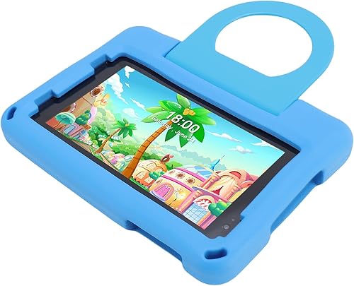Miniatura 3 de PUSOKEI Juguetes de tableta de 7 pulgadas, tableta de educación de 2 cámaras frente al software instalado para el hogar (azul)