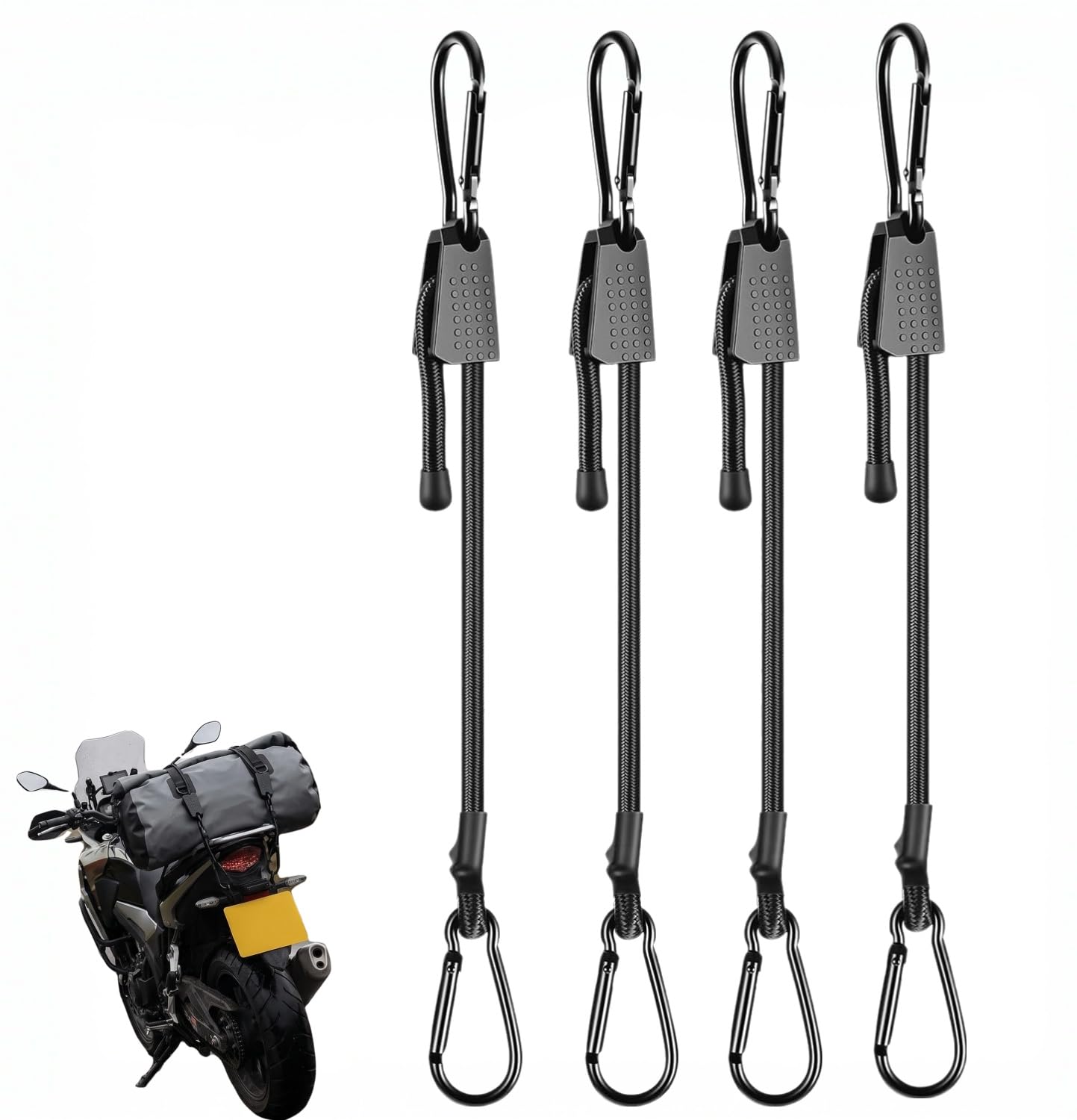 Bungee Cords with Carabiner Clips, 4pcs Adjustable, 100cm