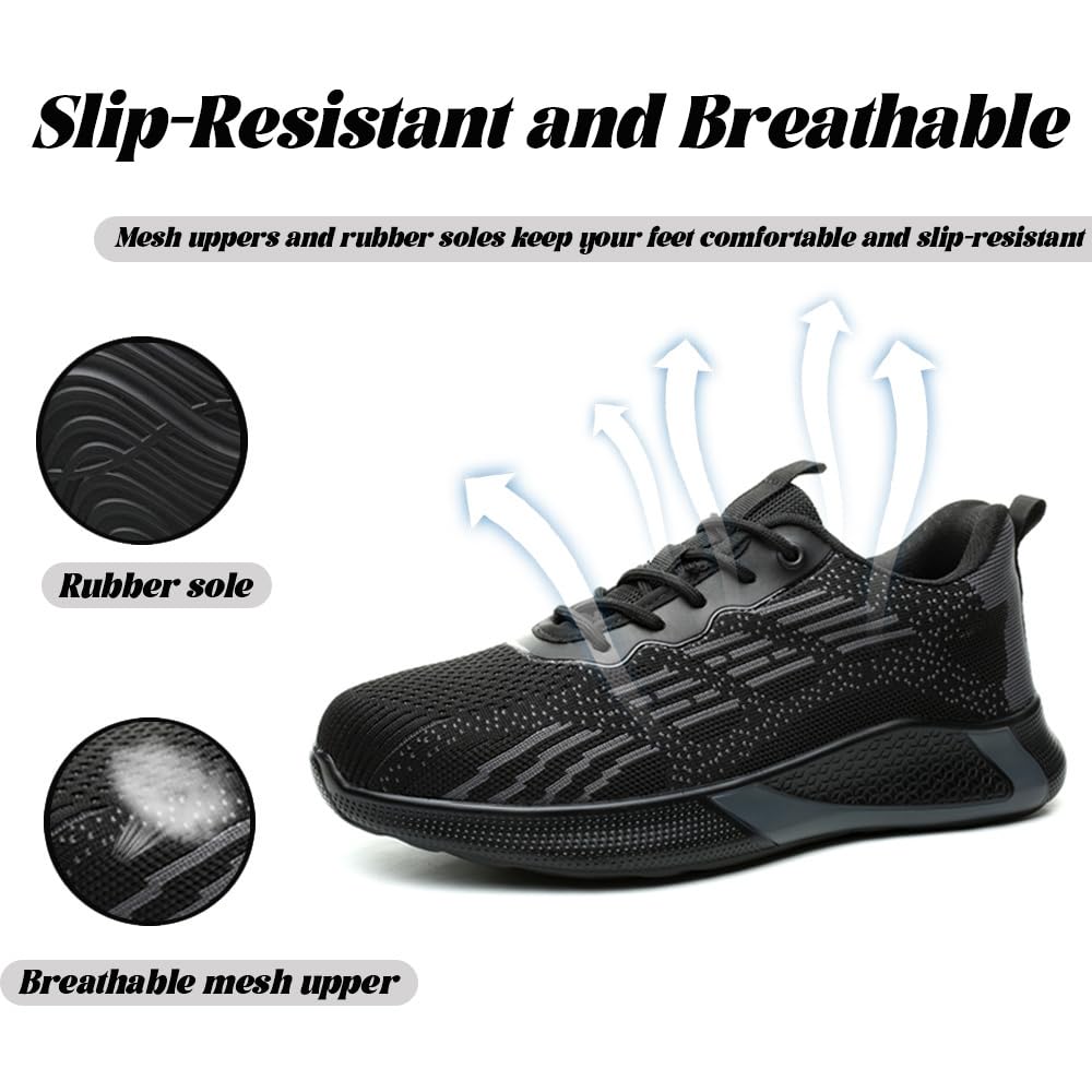 Scarpe Antinfortunistiche Scarpe da Lavoro Uomo Donna Scarpe Protettive Traspiranti Antiscivolo con Puntale in Acciaio per Unisex 36-46