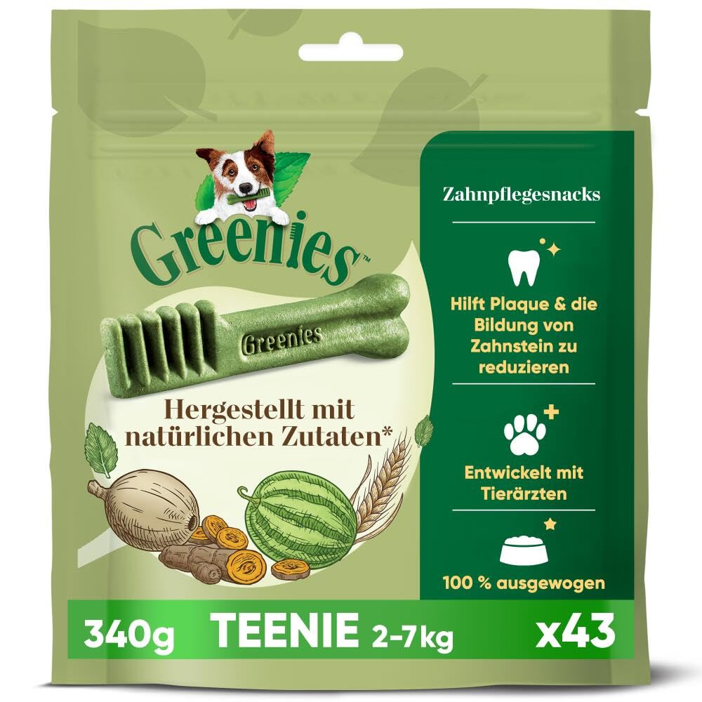 GREENIES Zahnsticks für sehr kleine Hunde von 2 bis 7 kg – 258 Kaustäbchen (6 x 340 g) – Leckerli Zertifiziert von Tierärzten für die Mundhygiene bei Hunden, frischem Atem