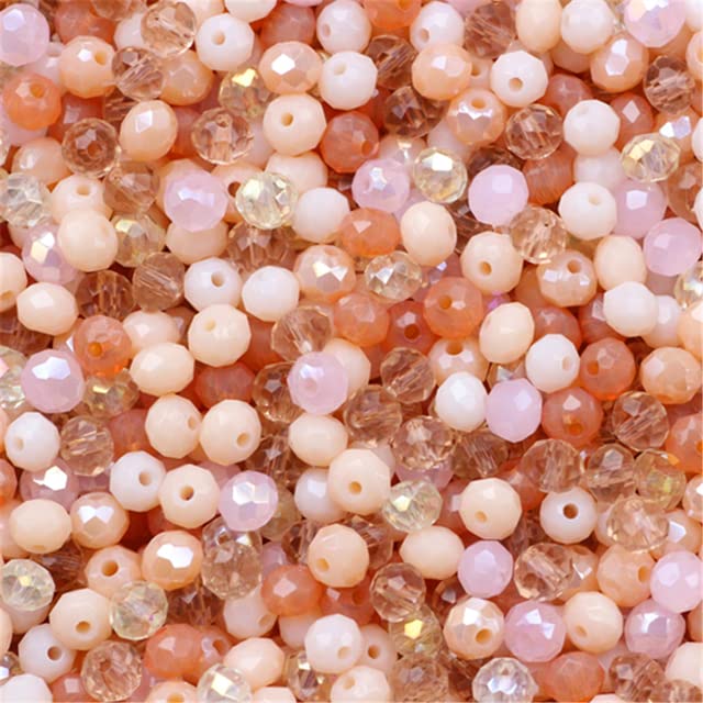 Colores rojo oscuro 4* 6mm 50pcs Austria Facetado Cristal Cuentas sueltas Espaciador redondo Perlas para la fabricación de joyas-melocotón Multicolor