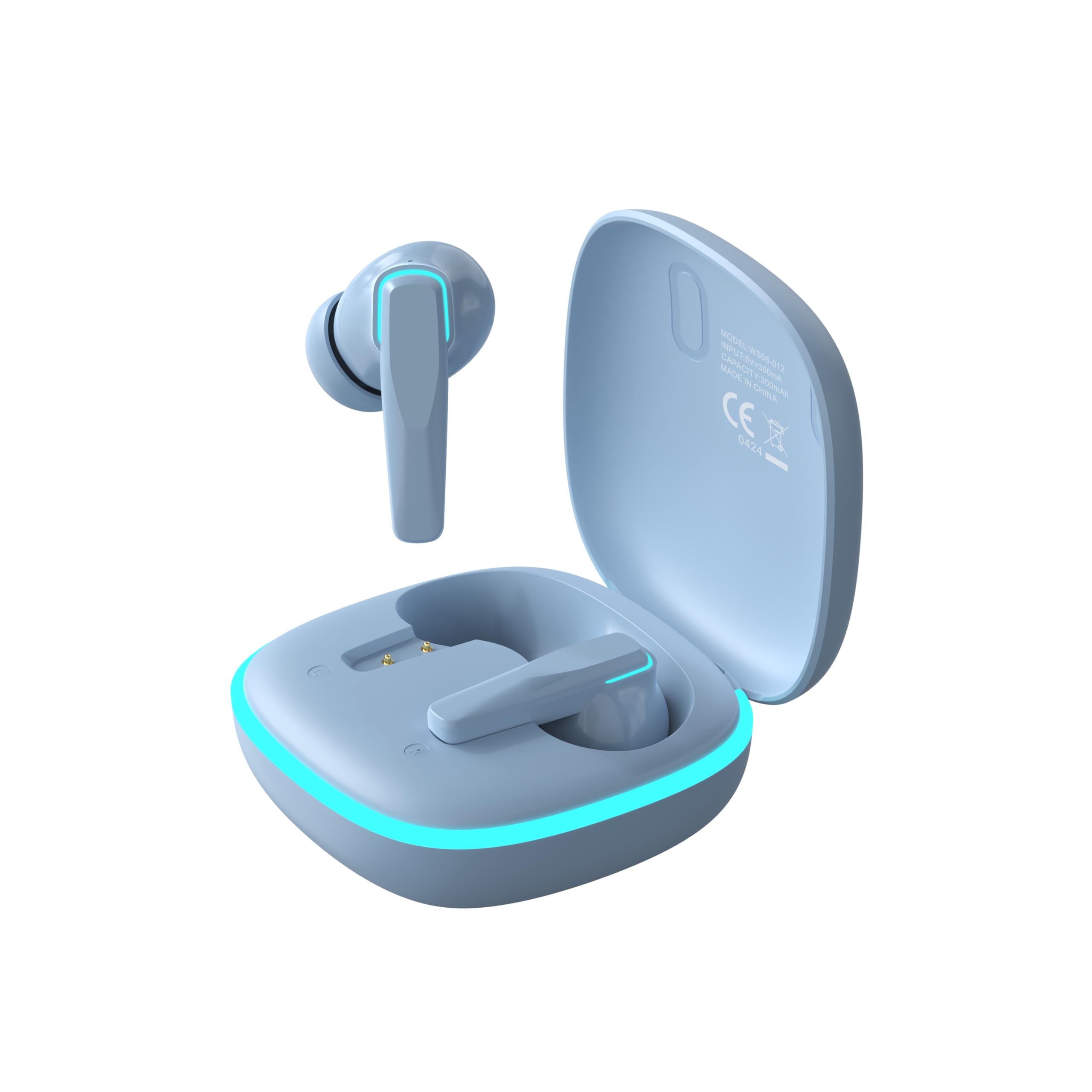 TrusmiENC True Wireless Earphones WS06, Dual Mic, Bluetooth 5.3, 7 Hours Playtime, Environmental Noise Cancelling, Binaural Call, Black+Tarnish (Blue)