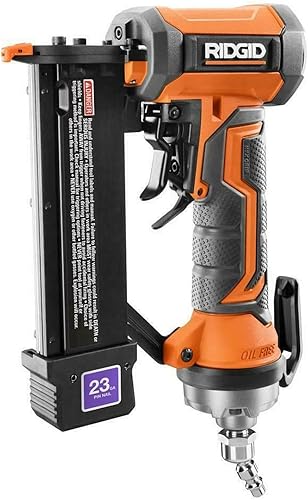 RIDGID Clavadora neumática de calibre 23 de 1-38 pulgadas sin cabeza con bloqueo de fuego seco (renovado)
