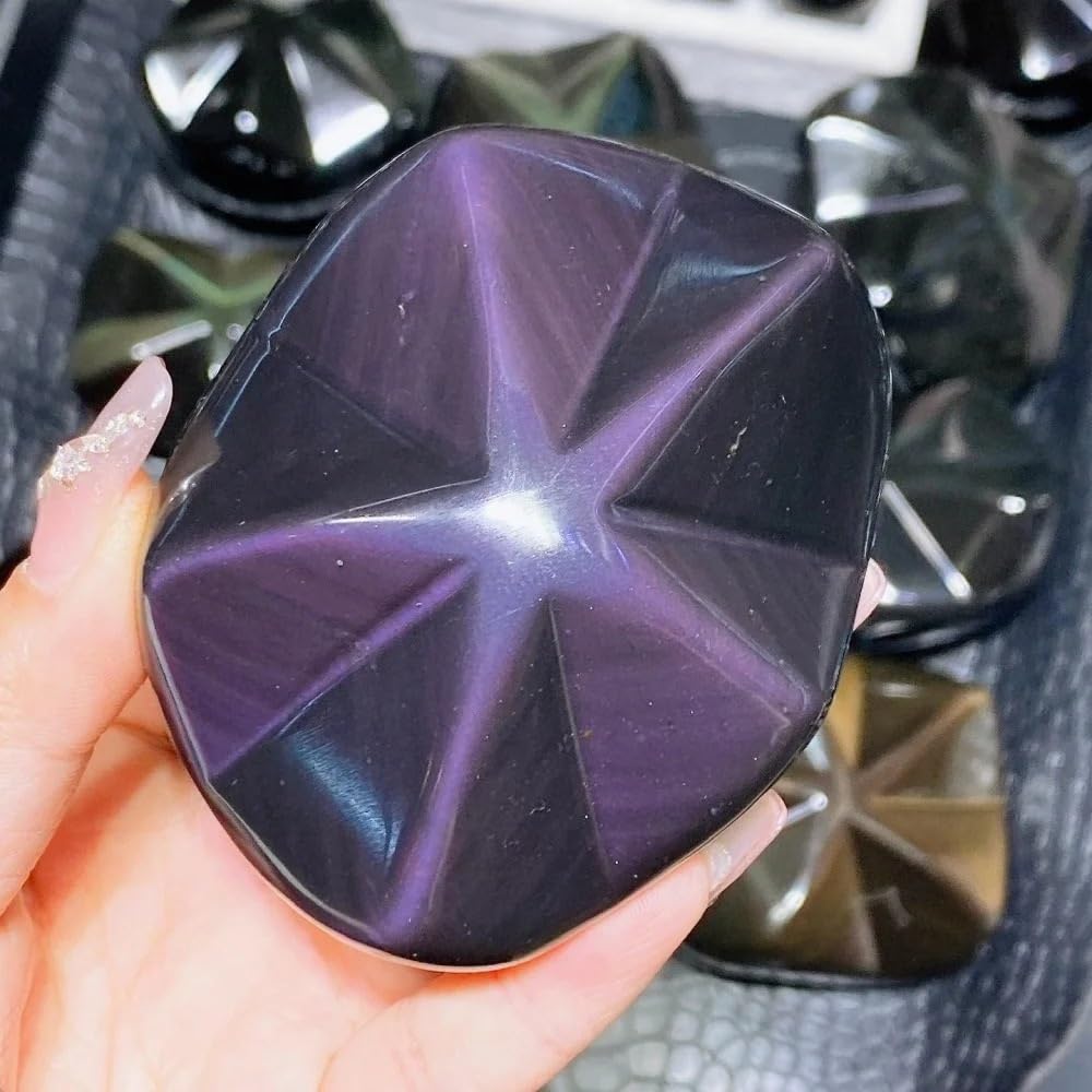 AARTERZZA 1pc 200-300g Blowing Rainbow Obsidian Star carvings Ideal for Home Decor & Gifts