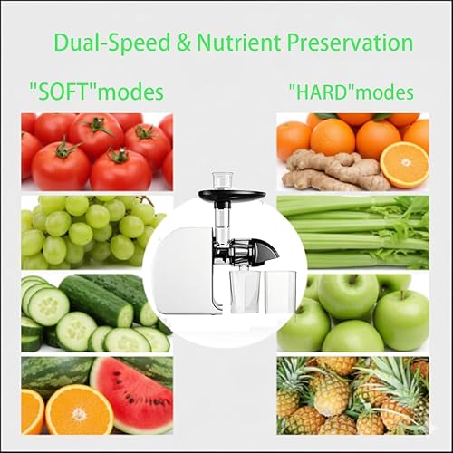 Miniatura 6 de MegaWise Exprimidor de masticación lenta de prensa en frío - Motor silencioso, modos suaves y duros, extractor de jugo de verduras y frutas, diseño