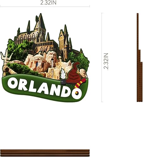 Miniatura 3 de Imán de madera de Orlando de Estados Unidos 3D para nevera, recuerdos coleccionables, decoración hecha a mano, manualidades 2