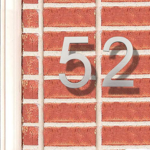 6 Inch Modern House Numbers- Premium Aluminum Floating Home Address Number With Exquisite Drawing Process, Silver, Number 5 #TOP5