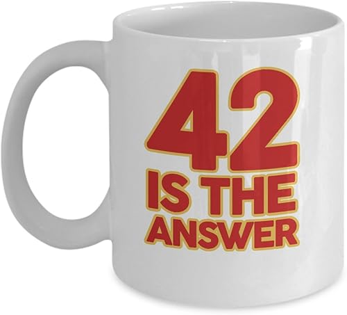 Taza con texto en inglés 42 is the answer Dont Panic Hitchhikers Guide to the Galaxy 11onza Blanco
