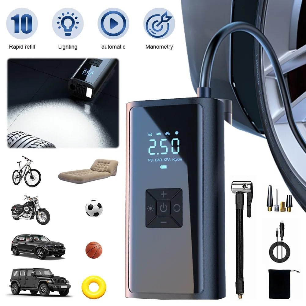 pompka do opon Przenośna Pompka Samochodowa 150PSI Z Wyświetlaczem LCD Sprężarki Powietrza Z Oświetleniem LED Do Samochodowej Piłki Rowerowej Przenośne kompresory powietrza