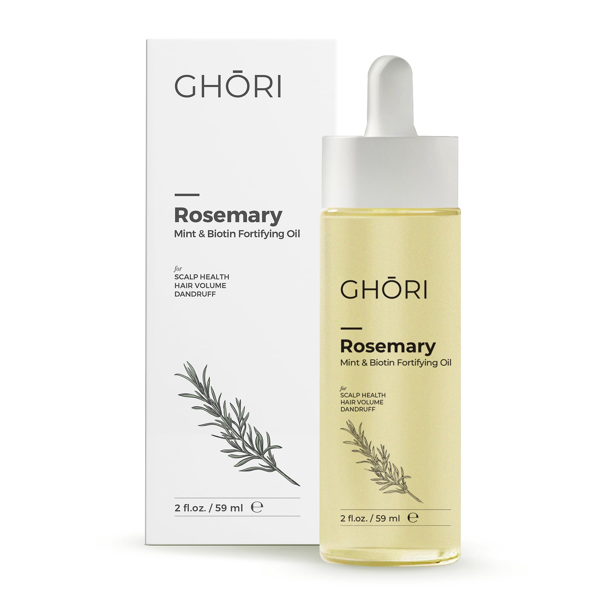 Rosemary, Mint & Biotin Fortifying Hair Oil 59ml | Stimulates Hair Growth & Strengthens Follicles | Essential Oils for Healthy Scalp | Fast-Absorbing, Silicone-Free