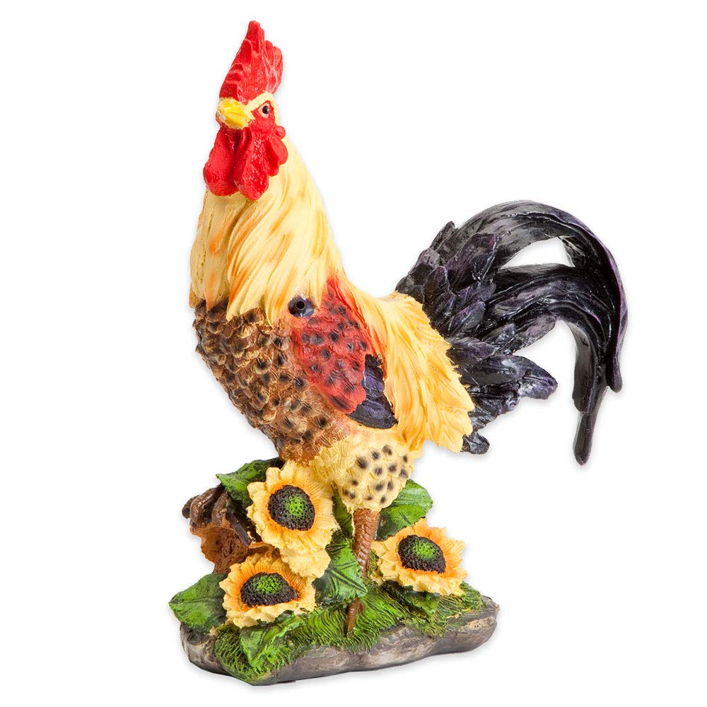 Bits and Pieces - Motion Sensor Rooster Statue - Decorative Yard Art Accent for Outdoors Lawn and Patio Décor, Backyard Sculpture, and Decoration