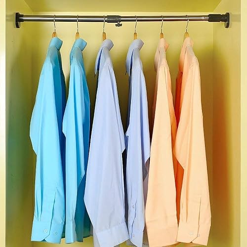 Miniatura 7 de BAOYOUNI Barra de cortina de ducha ajustable para armario, armario, barra de tensión para ventana, barra colgante de 1.000 in de diámetro para baño,