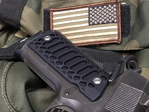 1911 Government/Commander Full Size Grips Aluminum Matte Black Cobra #TOP3
