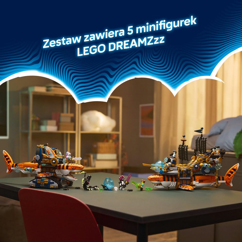 LEGO DREAMZzz Rekinoczołg tygrysi 71515 | rekinoczołg, zabawka akcji, prezent dla chłopca i dziewczynki 9+, przygoda fantasy, 1548 elementów