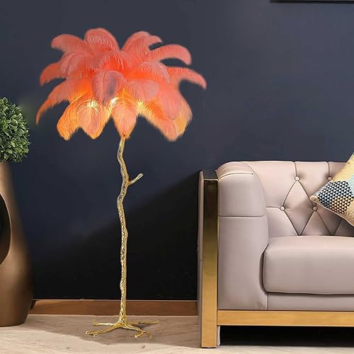 Miniatura 8 de DMUNIZ Elegante lámpara de pie nórdica LED de pluma, luz de pie de pie, iluminación de noche de dormitorio interior, para sala de estar, lámpara de