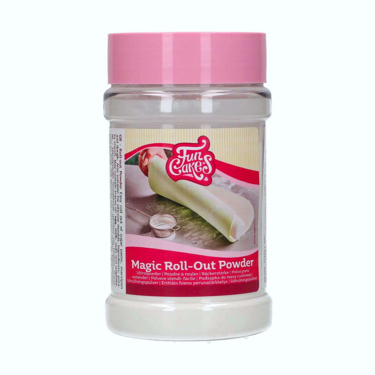 AOS Set | Funcakes Fondant 5kg (2x2,5kg) Weiß + 1x Funcakes Magic Roll-Out Powder 225g (Ausrollpuder) | Hochwertig | Vorteilspack | Einfach zu Verwenden | Flexibel | Perfekt zum Dekorieren von Torten
