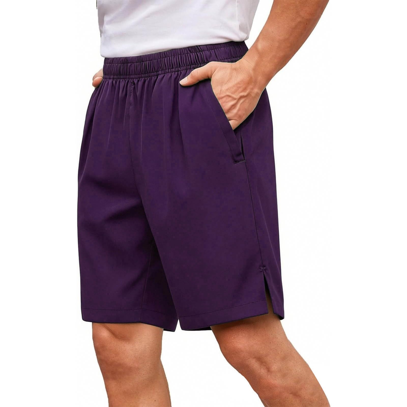 Shorts Herren Sommer Kurze Hosen Bermuda Shorts Wandershorts Casual Outdoorshorts Laufshorts Einfarbig Freizeitshorts Kurz Sporthose Herrenshorts Männer Sommershorts Lila M