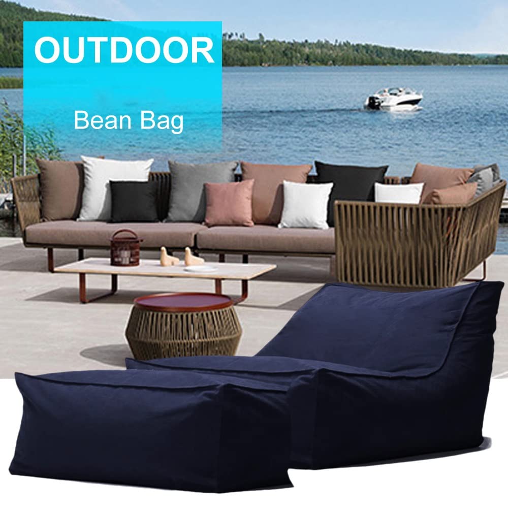 SXBCyan Exterior Impermeable Oxford Chaise Lounge Puf Cubierta Sin Relleno Jardín Playa Campamento Beanbag Sofá Cama Puff Salón Otomano(Beige)