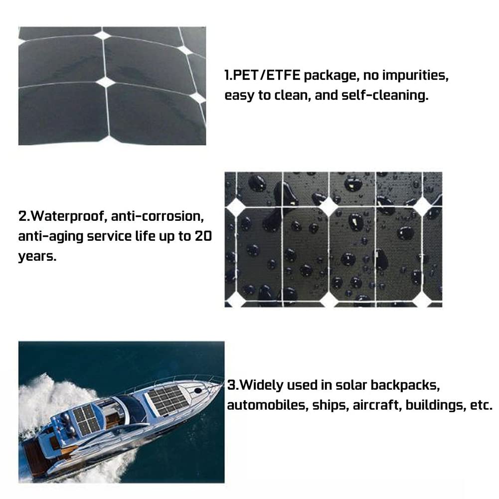 Kit pannello solare, kit pannello solare completo, pannelli solari da 300 W, kit sistema monocristallino flessibile da 18 V, modulo fotovoltaico con regolatore di carica da 60 A, cavo di prolunga for