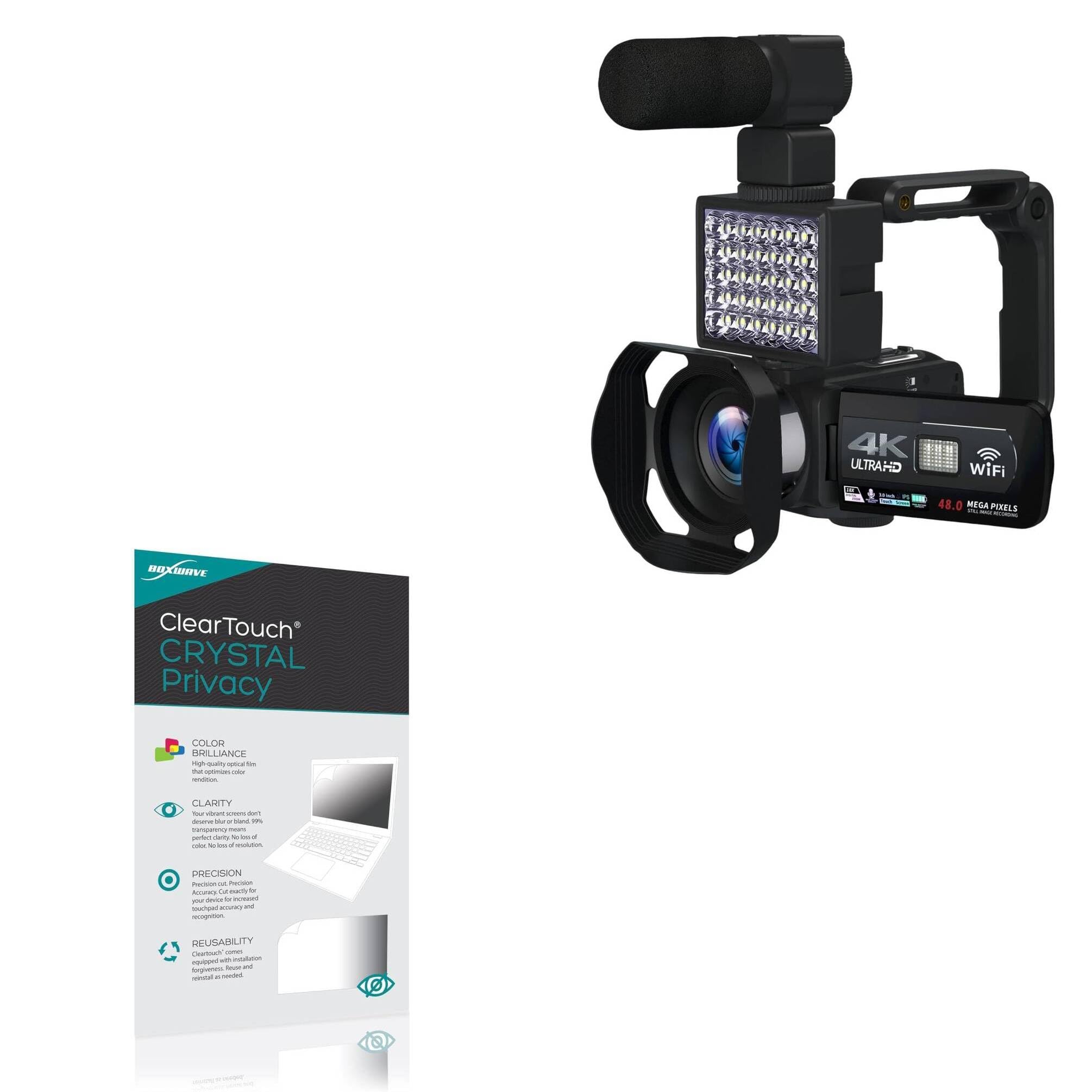 BoxWave Screen Protector Compatible with VETEK 4K Video Camera Camcorder (NPX108-2) - ClearTouch Crystal Privacy (2-Pack), Privacy Screen Protector Flexible Film Clear