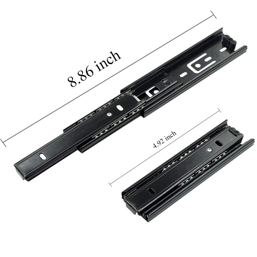 Btibpse 5 Inch Full Extension Drawer Slides Mini Ball Bearing Mount Drawer Slide for Cabinet Short Drawer Slides 1 Pair Black