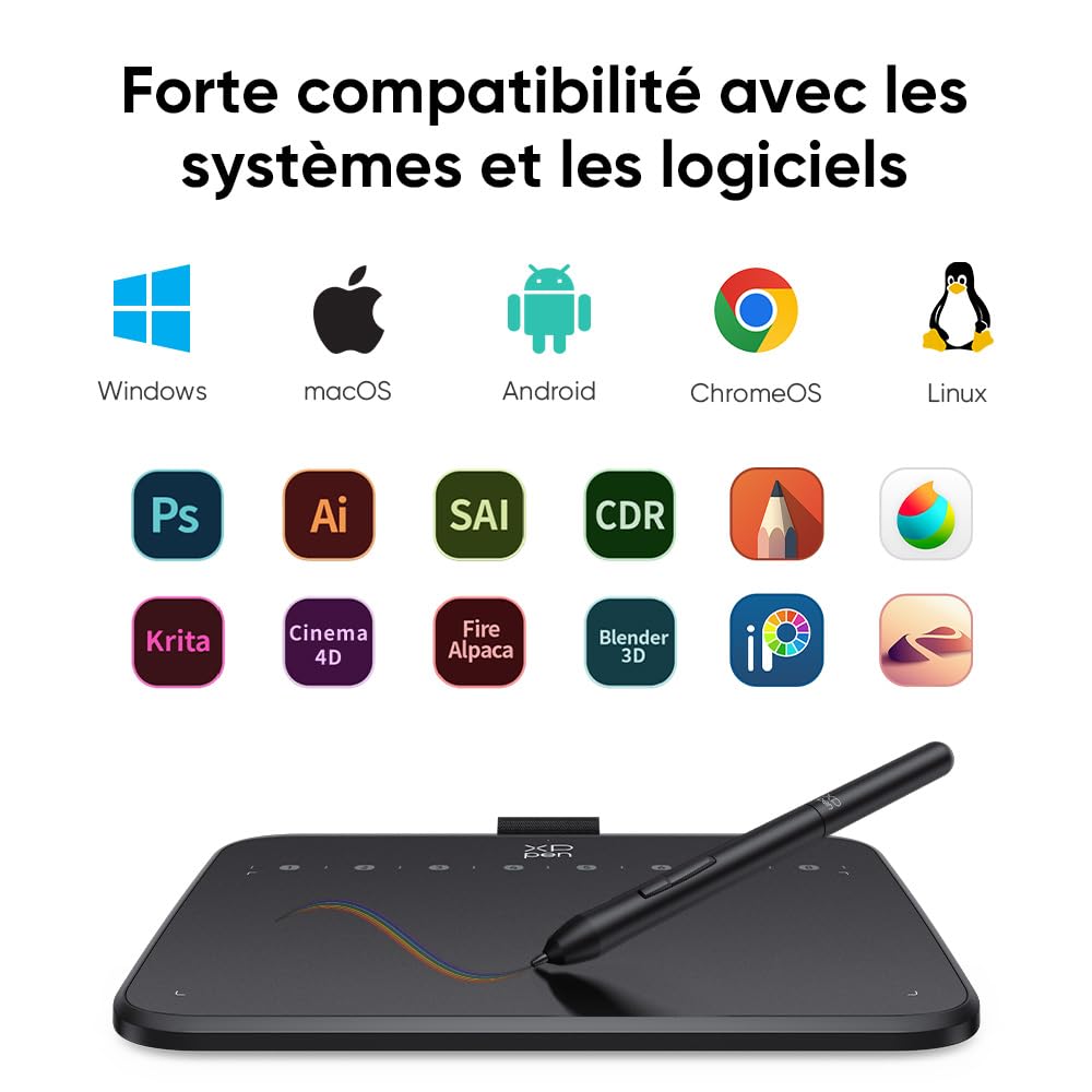 XPPen Deco 640 Tablette Graphique sans Écran, Stylet X3 Pro 16K Niveaux de Pression, Compatible Windows/Mac/Android