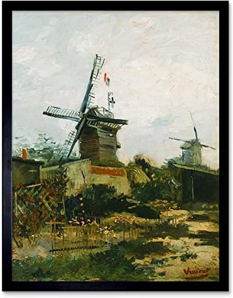 Vincent Van Gogh Windmills On Montmartre Art Print Framed Poster Wall Decor 12x16 inch