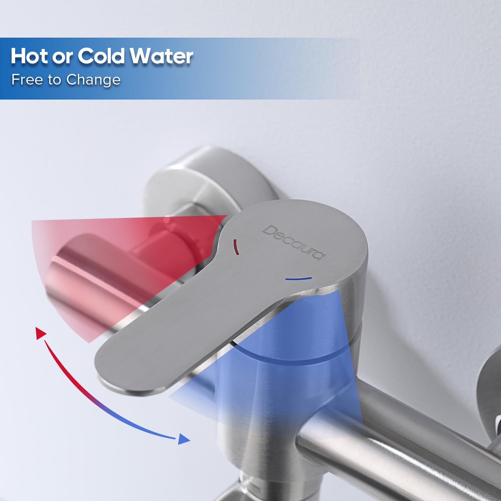 Decaura Wand Küche Wasserhahn, Küchenarmatur Wandmontage Mischbatterien Armatur, Wandarmatur Spültischarmatur für Küche Einhebelmischer mit 360 Drehbar Auslauf langen 23cm Edelstahl Gebürstet