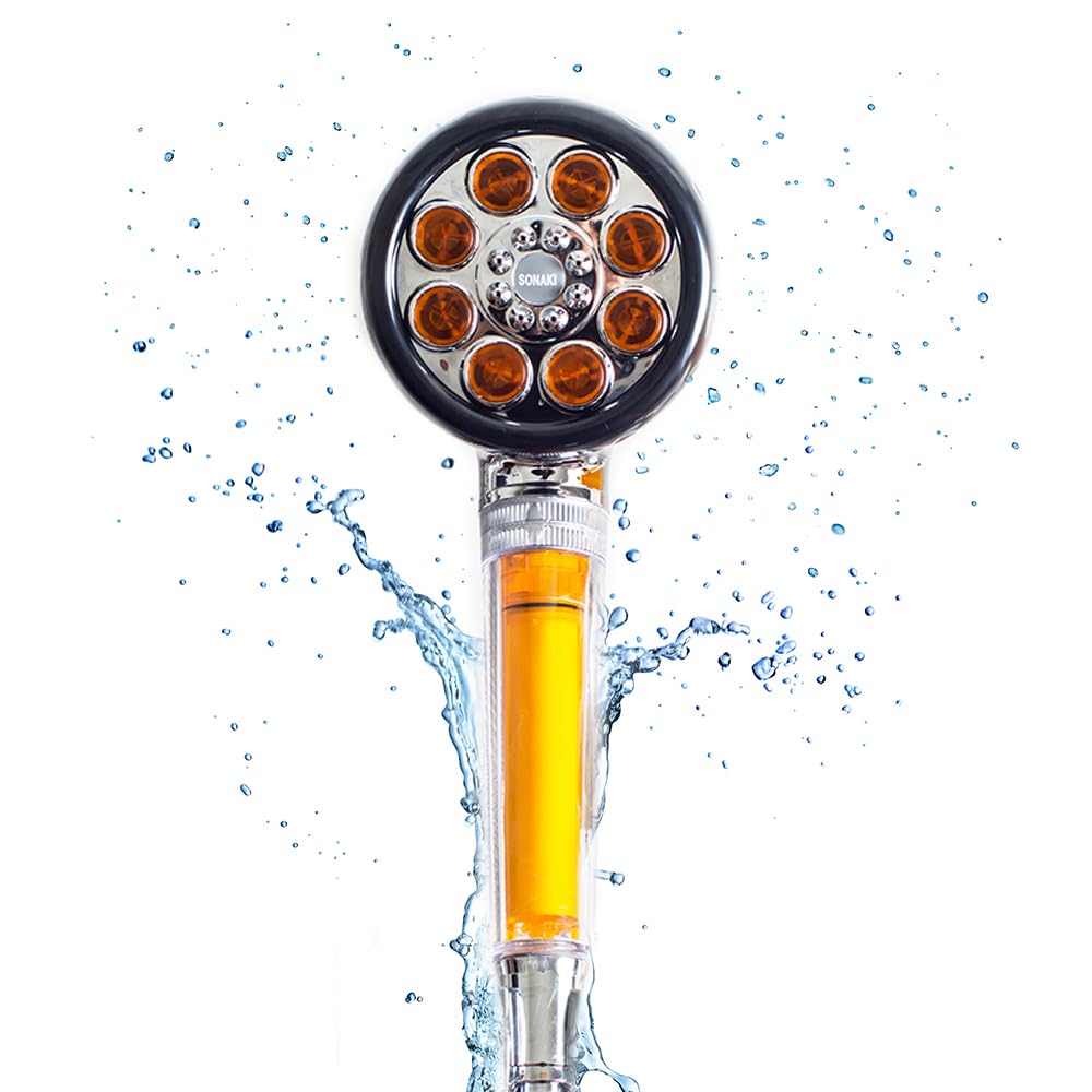 Vitamina C Handheld Lotus alcachofa de ducha con filtro de agua por Sonaki – 2 filtros de ducha incluido – elimina hasta 99,9% de cloro y las cloraminas
