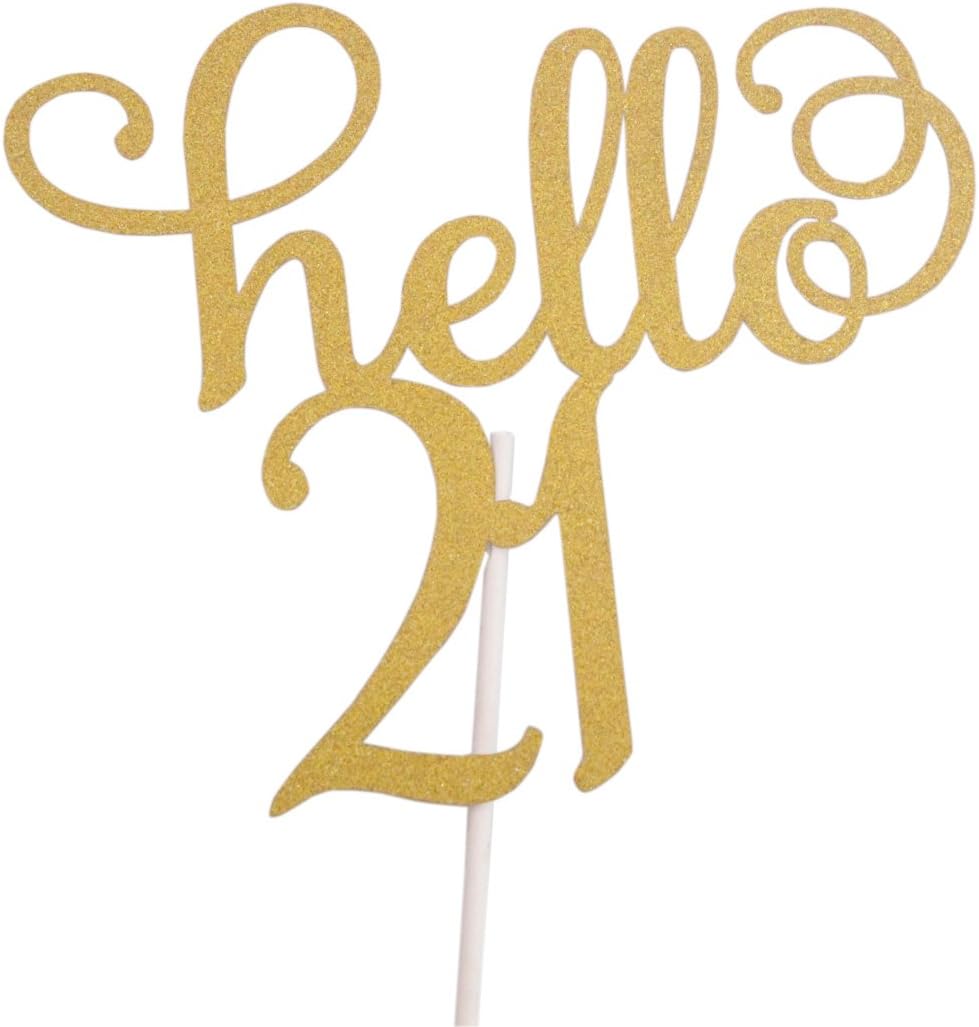kimmyku Glitter Gold 21th 30th 40th 50th 60th Birthday Cake Topper Cake Decoration Glitz Glamour (21th)