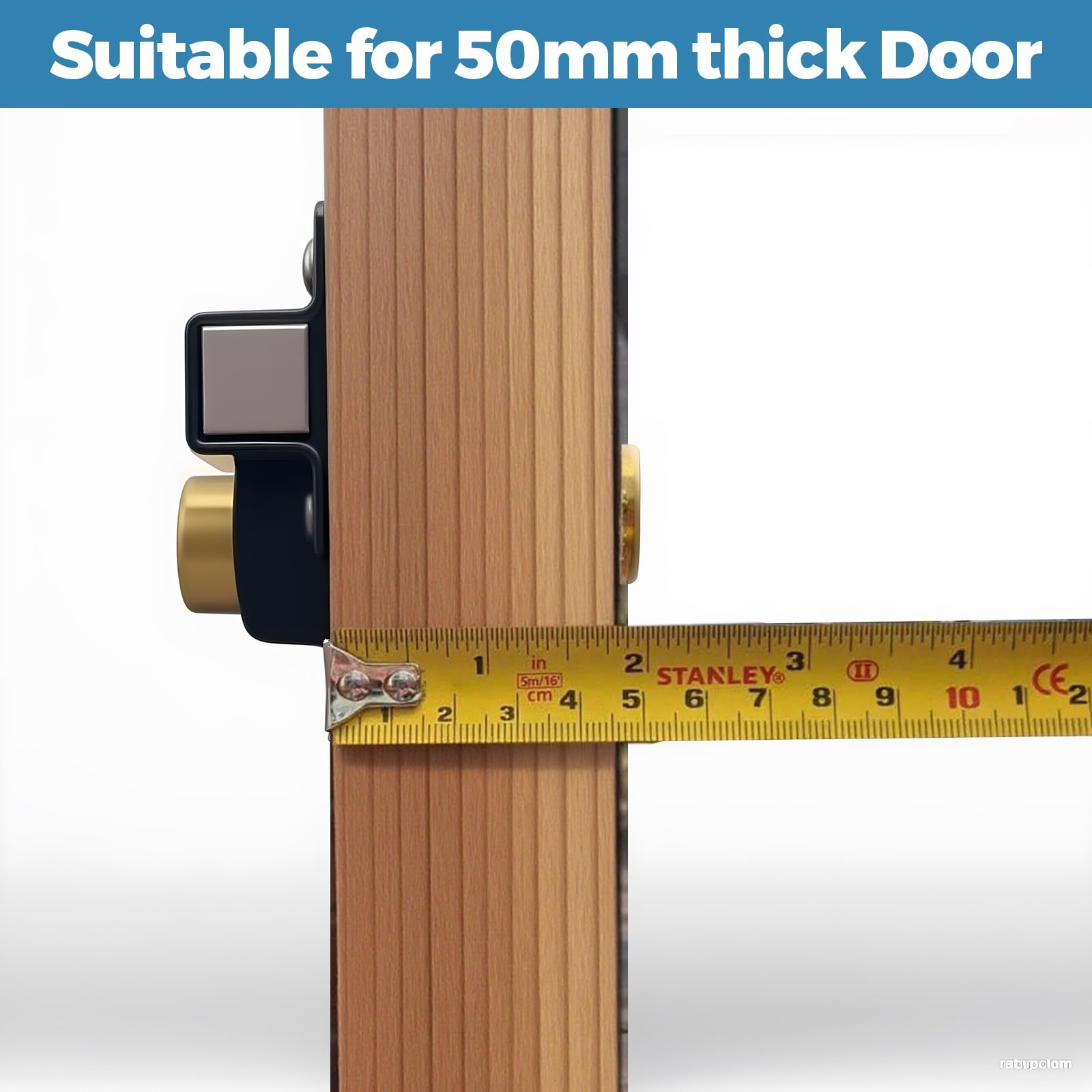 Verrou de sécurité pour porte, serrure de porte double face 50 mm, barre transversale + clé mécanique, double ouverture intérieure et extérieure, convient pour cour, jardin, porte de terrasse, 5 clés