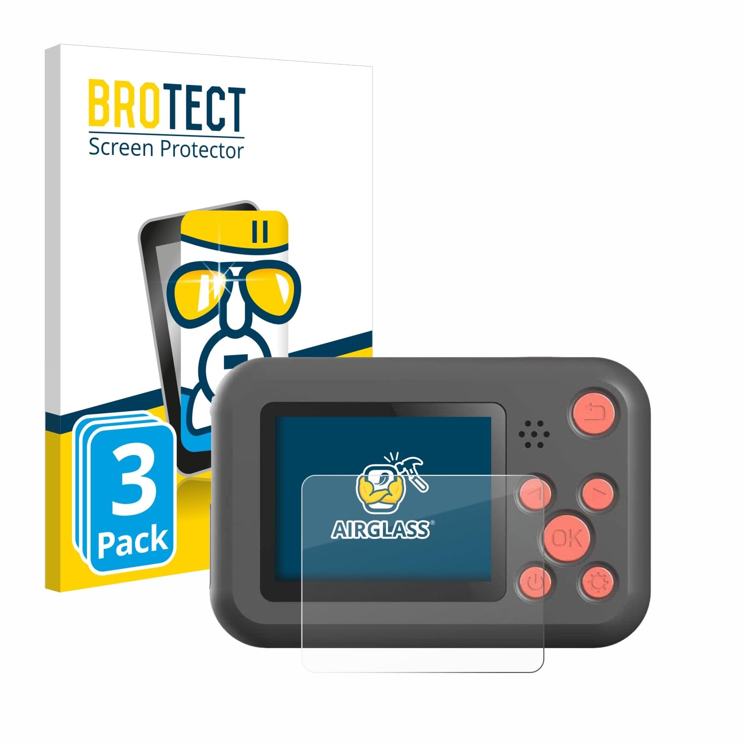 brotect Glass Screen Protector Film for SJCAM FunCam (3 Pack) - Glass-Foil 9H Protection [Scratch Resistant, High Clarity]