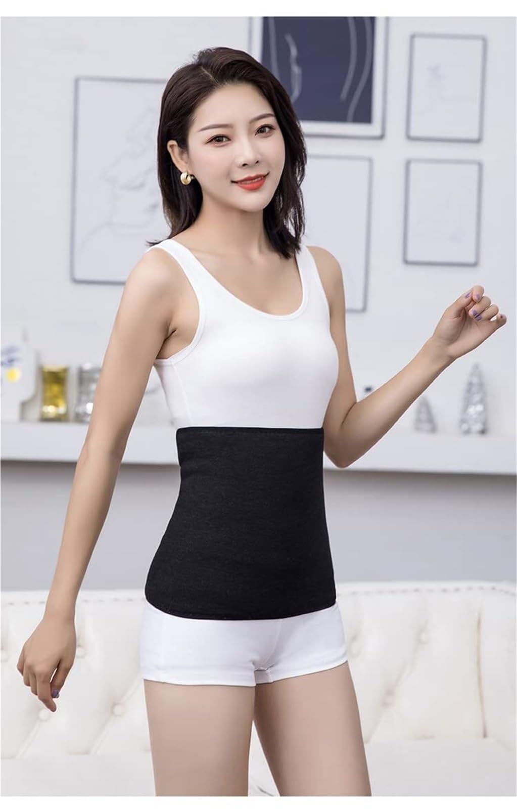 Faja Lumbar Trabajo Cinturón Elástico For Calentar Abdomen Y Espalda For Hombres Mujeres, For Danza Yoga De Invierno Estabilización(40cm)