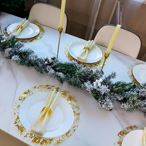 Miniatura 3 de Snowkingdom Juego de 24 manteles individuales dorados redondos de 13 pulgadas de malla de aluminio prensado para otoño, paquete de 24 manteles