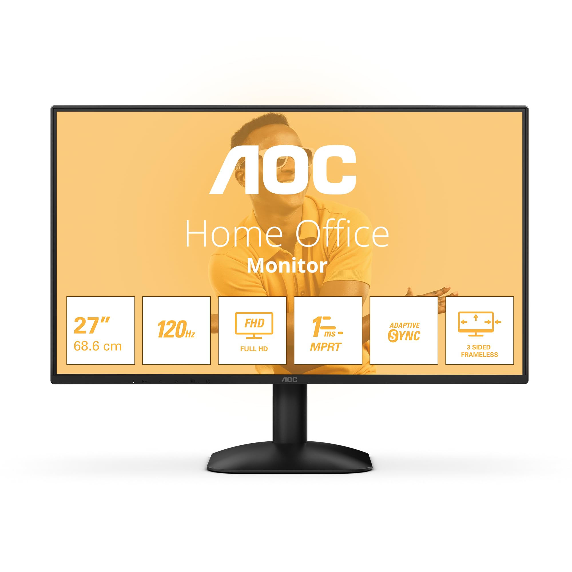 AOC 27B31H - Monitor Full HD da 27 pollici, 120 Hz, sincronizzazione adattiva dell'immagine 1920x1080, 1x D-Sub, 1x HDMI 1.4 nero, 27 inch FHD IPS, 100 Hz, No Altoparlanti