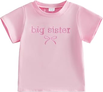 GOOCHEER Big Sister Little Sister Matching Outfit Baby Girl Short Sleeve Romper Toddler Girl T-Shirt Tops