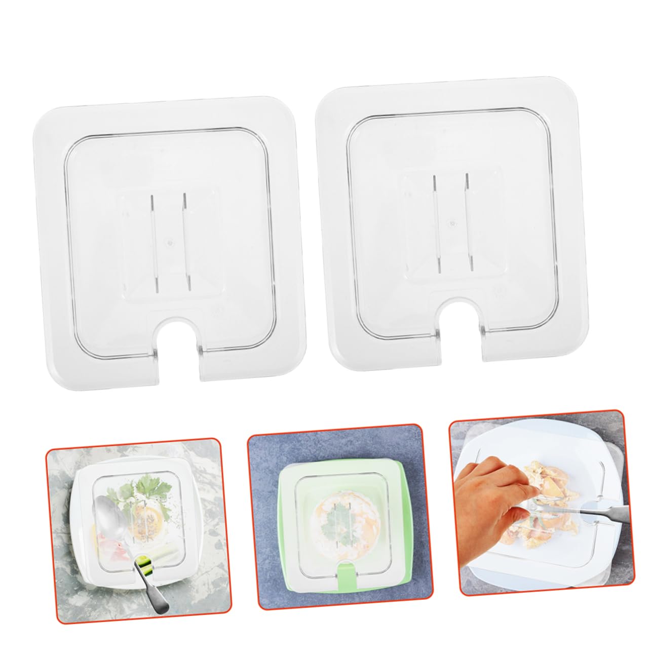 KICHOUSE Food Pan Lid Handle 1/6 Size Reusable Plastic Pan Lids for Restaurant Hotel Wedding Easy to Lift