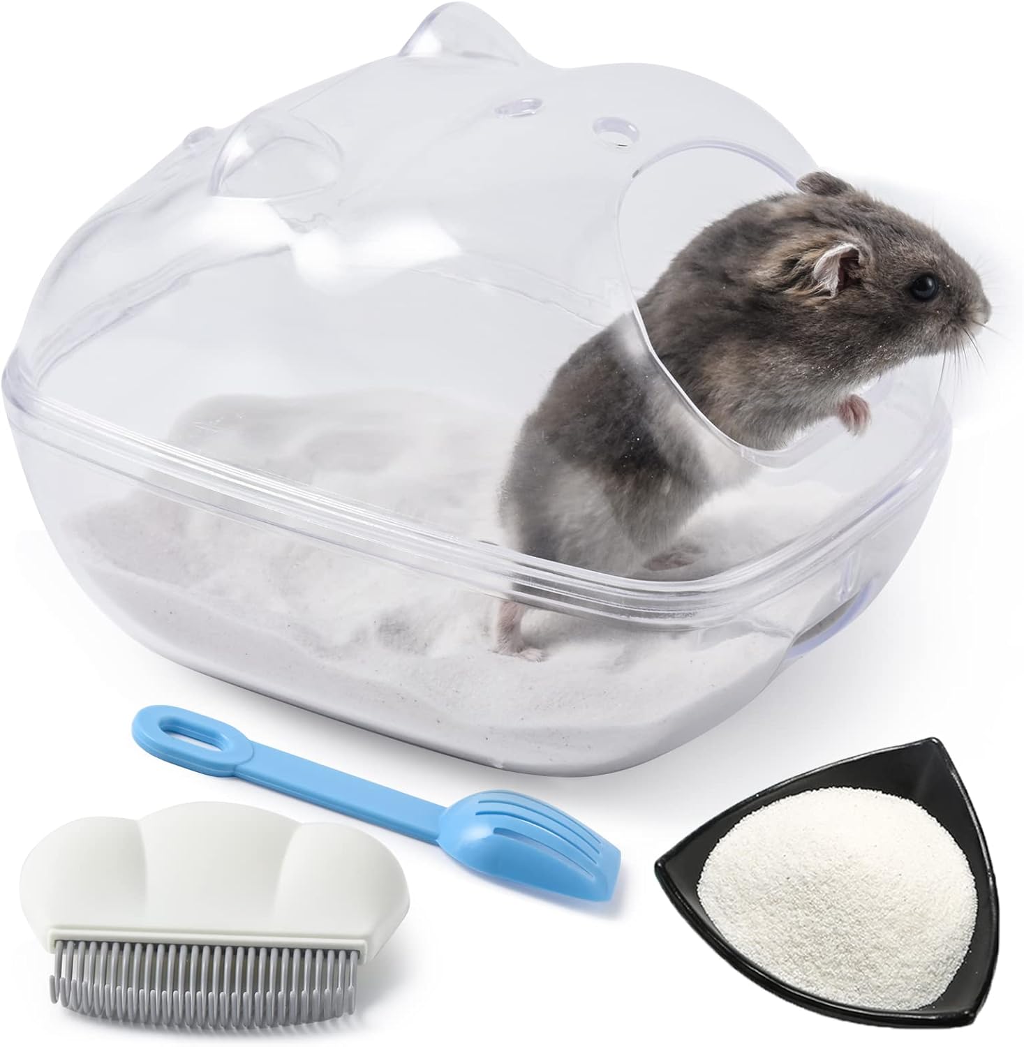 VCZONE Hamster Sand Bath Clear Container, Transparent Hamster Sand Bath