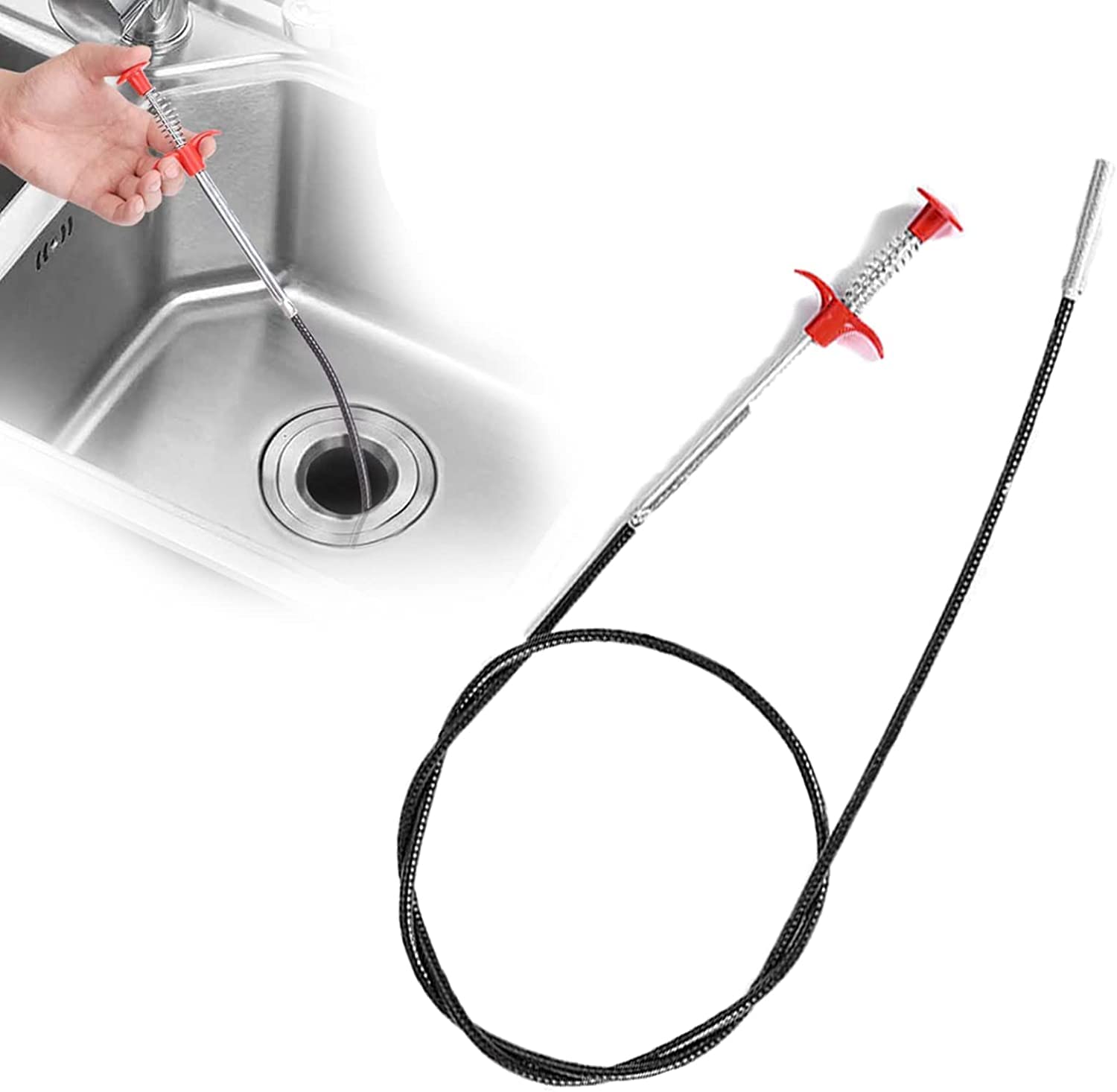 DUHANXI Homezo Multifunctional Cleaning Claw, Sewer Cleaning Hook,Sink Drain Clog Remover with 4 Claws for Sink, Drains, Toilet (160cm)