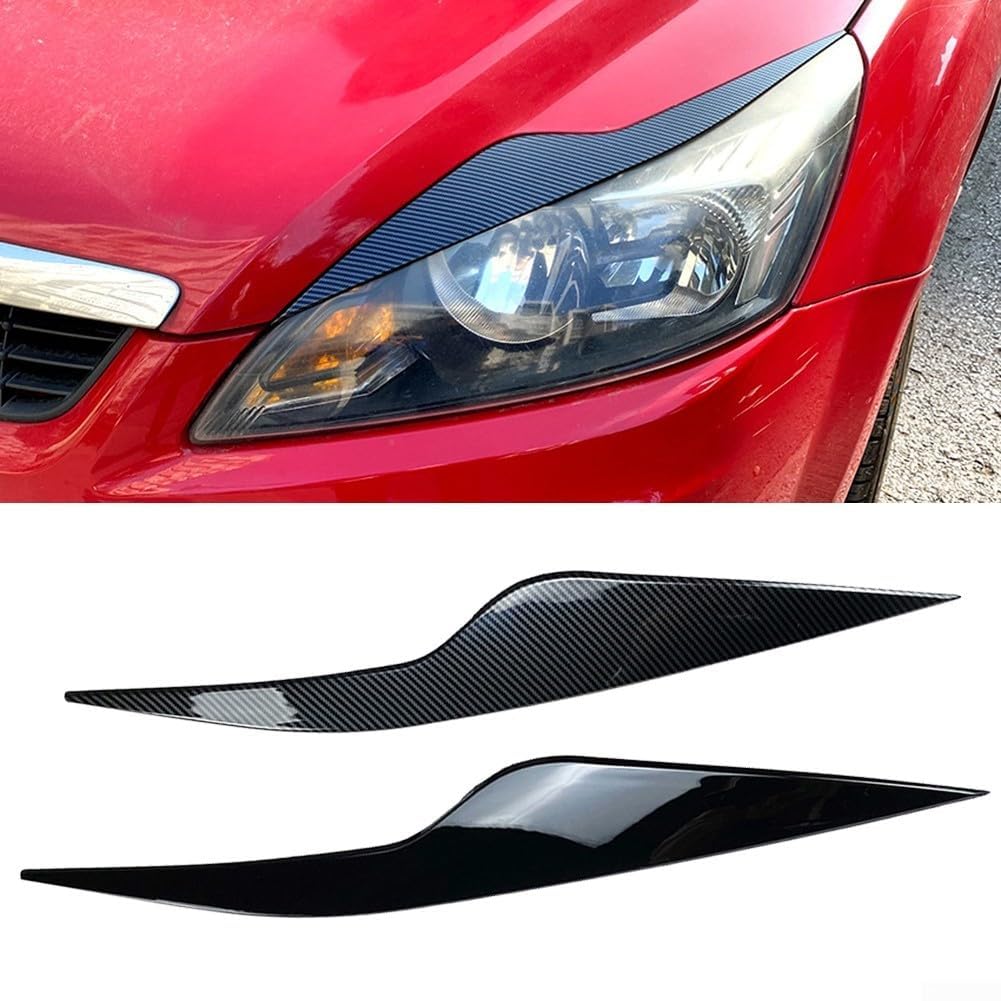 Palpebre Faro Sopracciglia Trim in fibra di carbonio nero ABS modanatura esterna per Ford Focus MK2 2008-2011
