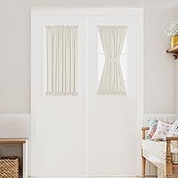 Vista 22 de Turquoize Elegantes cortinas de lino para puerta francesa, paneles de cortina de filtrado de luz, panel de lino con bolsillo para barra, panel