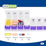 Ezy Dose Weekly (7-Day) Pill Organizer, Medium Planner, Colour May Vary | Vitamin & Supplement Medicine Case, Spacious Push-Button Compartments, Convenient & Easy to Use, Great for Travel, BPA-Free